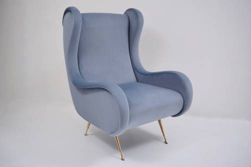 Marco Zanuso Senior armchair, Contemporary Collection in velvet, Italian